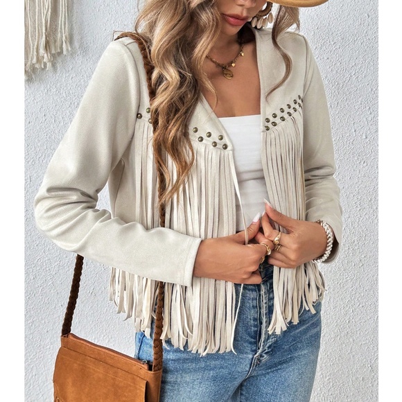 Western Studded Fringe Detail Jacket - Picture 1 of 7